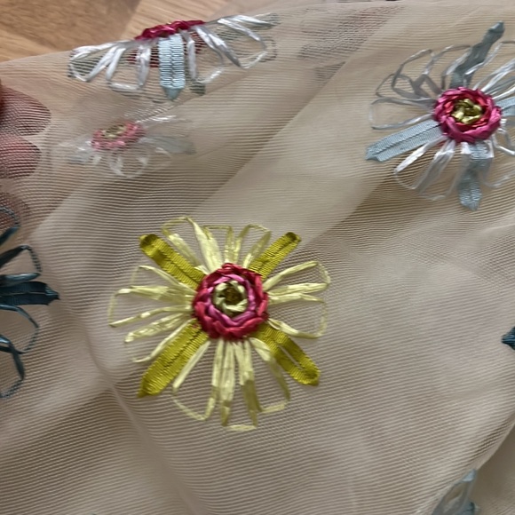 NWT red valentino tulle off white floral embroidered dress - Picture 8 of 13